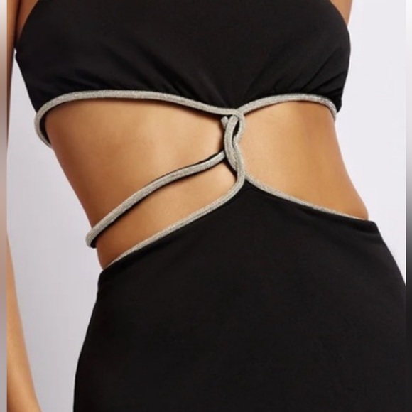 MESHKI - strapless dress in black and silver - Picture 4 of 4